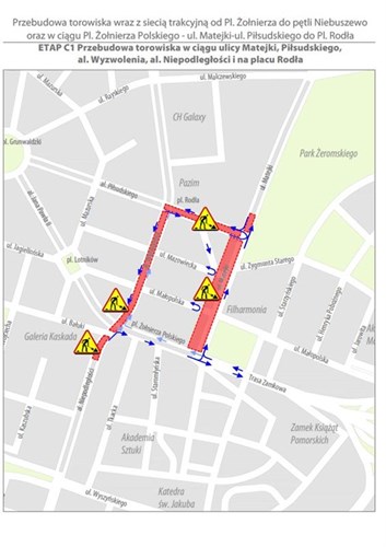 Przebudowa torowiska od pl. Żołnierza Polskiego w Szczecinie