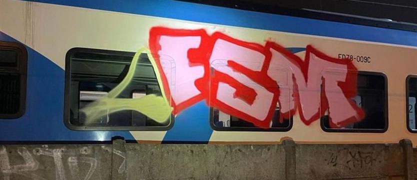 Wandal z długą listą win. Tym razem niszczył pociąg