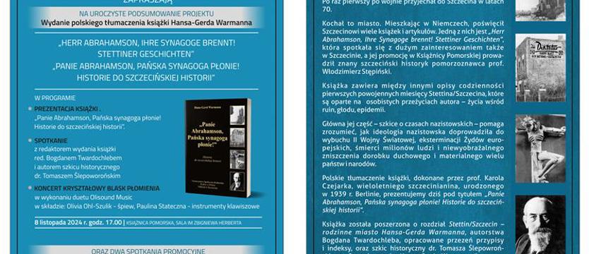 Noc gdy płonęła synagoga. Promocja książki w Książnicy Pomorskiej