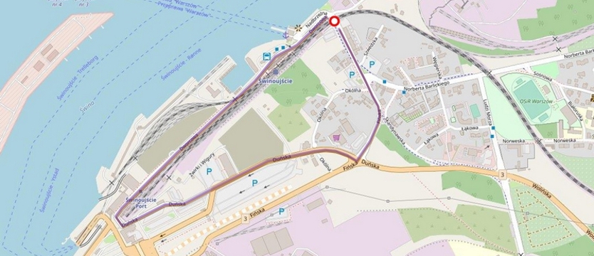 Objazd do promów w Świnoujściu